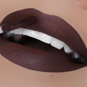 Latte Brown Dark Matte Liquid Lipstick All Day Wear Lip Color Wand Gothic Dark